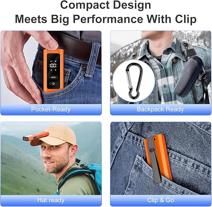 5-in-1 Rechargeable EDC Flat Flashlight, High Lumens Pocket Torch with White LED, Green, UV, Magnetic Base & Clip, Compact Flat Flashlight for Camping, Emergency, Work with Bag (Orange)