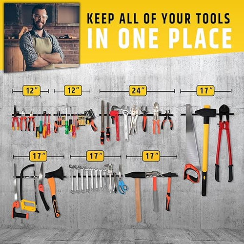 24" Heavy-Duty Magnetic Tool Holder (Upgraded Version) - Extremely Powerful Magnetic Pull Force to Hold Heavy Tools - Professional Space-Saving Magnetic Bar - Tool Organizer Rack/Strip
