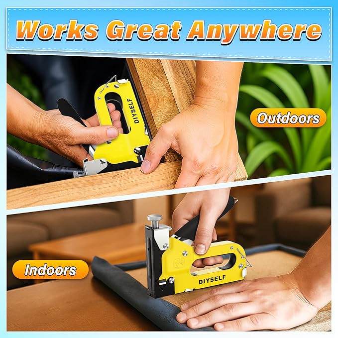 DIYSELF Staple Gun Heavy Duty 4-in-1 Upholstery Staple Gun with 4000 Staples Remover Fabric Stapler Stapler Gun for Wood Upholstering Crafts Carpet Wire grapadora para Madera