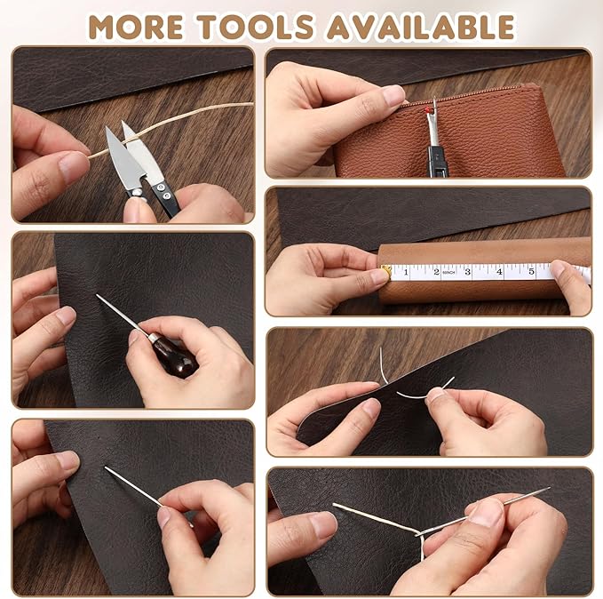 40pcs Portable Sewing Awl Kit with Bag, Awl Tool Leather Stitching Waxed Thread Kit for DIY Leather Sewing Repair Craft