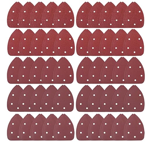 S SATC 100PCS Mouse Detail Sander Sandpaper Palm Mouse Sander Pads 40/80/120/180/240 Grits 140mm, Sanding Pads for Mouse Sanders