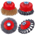 4 Inch Wire Wheel Cup Brush Set, Coarse Twisted Knotted Wire Wheel for Angle Grinder, 5/8 Inch-11 Threaded Arbor, 0.020" Carbon Steel Wire Brush for Grinder, Deep Sanding Heavy Rust, Paint