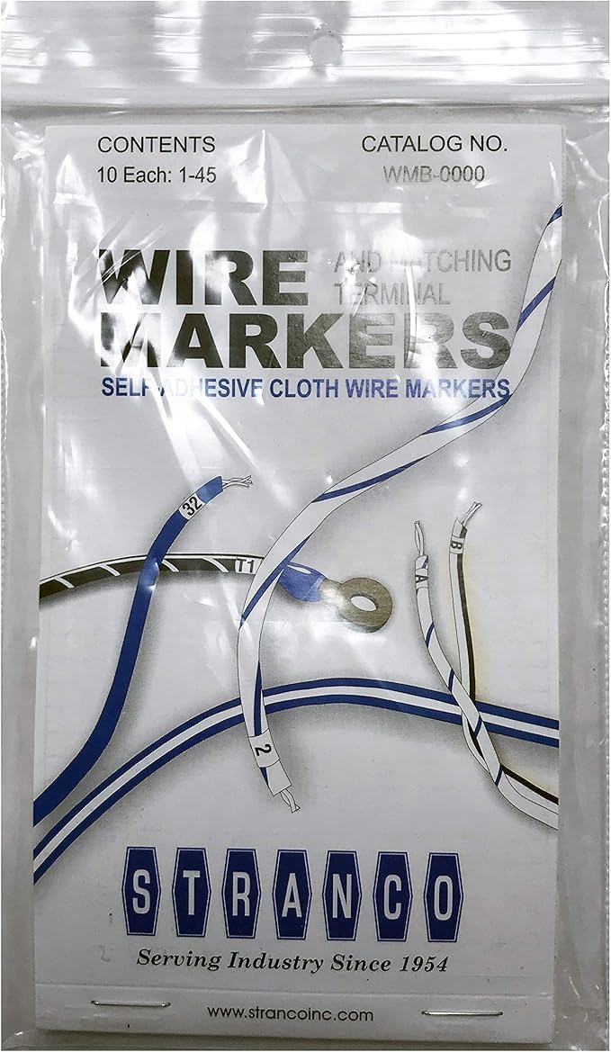 Sherco-Auto 450 Piece Vinyl Adhesive Labling Wire Marker Book – 10 Pages, 45 Labels Each (1–45) - Made in USA