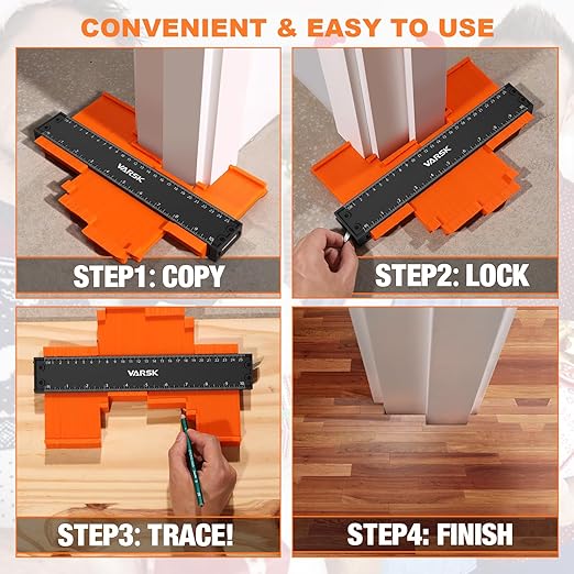 VARSK Contour Gauge Tool (10 inch) with Lock - Birthday Gifts for Men Dad Him, Cool Gadgets for Men, Irregular Shape Duplicator, Outline Edge Angle Measuring Tool for Woodworking Flooring