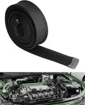 Fiberglass Hose Heat Shield Sleeve Spark Plug Wire Heat Protector Boots Auto Hose Roll 2500 Degree for Car&Auto Wire Loom Brake Line Cable (Black 1/2" IDX10')