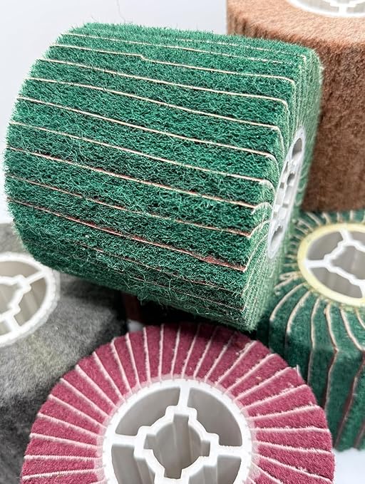 7 Pack Non Woven Wire Abrasive Drawing Polishing Wheel with Sandpaper for The Surface Treatment of Metal Products Grit : 120sp/240/240sp/320 /320sp/400/600
