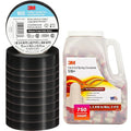 Bundle of 3M Temflex Electrical Tape 165, Black, 3/4 in x 60 ft, 10 Roll Pack + 3M Performance Plus Wire Connector T/R+JUG, Tan/Red, Flexible Steel Spring Connectors, Jug of 750, 22-8 AWG