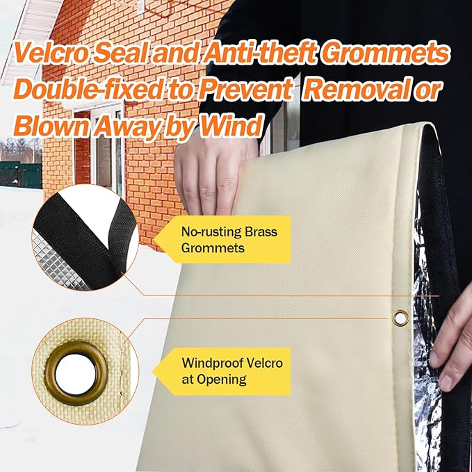 Backflow Preventer Pipe Insulation Cover (5°F) - Irrigation Sprinkler Valve Insulated Pouch - Water Well Pump Cover - Sturdy 5 Layers for Winter Freeze Protection, 20" W x 20" H, Beige