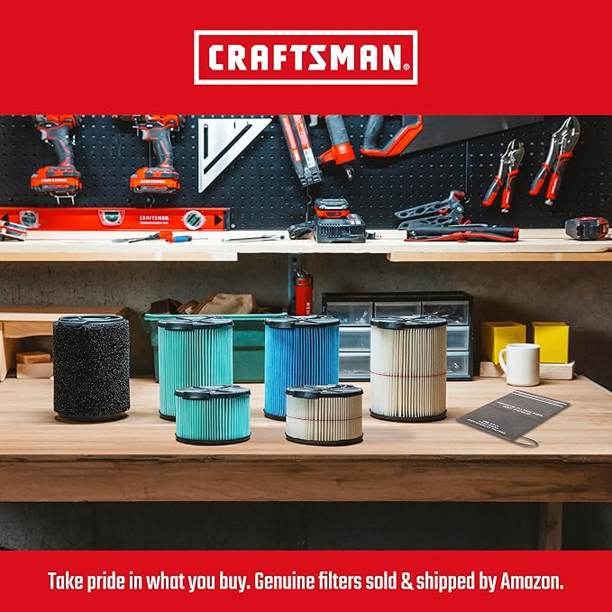 CRAFTSMAN CMXEVBE17606 12 Gallon 6.0 Peak HP Wet Dry Vac with Detachable Leaf Blower, Portable Shop Vacuum Wet and Dry with Filter, Dust Bags, Hose and Attachments for Garage, Outdoor Cleaning