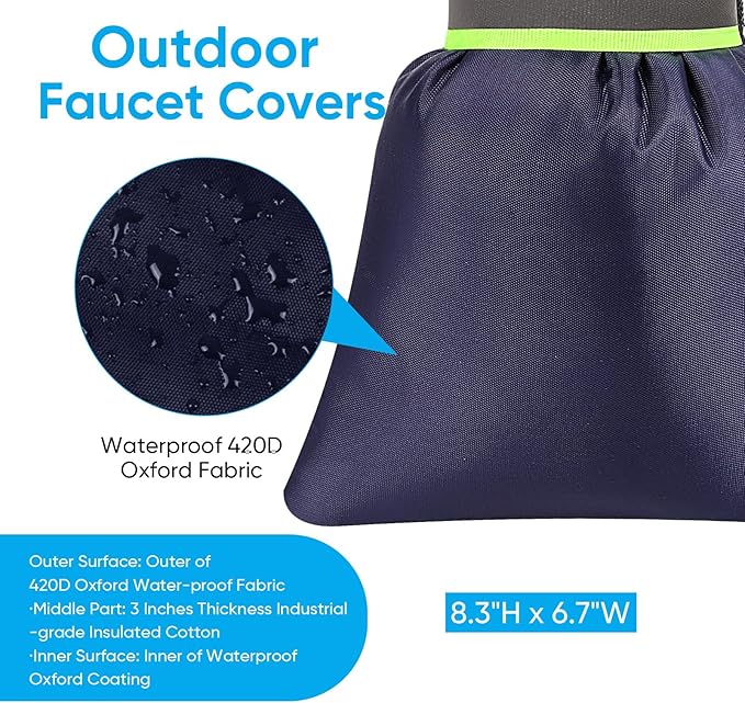 4Pack Outdoor Faucet Covers for Winter - Pro 6.7"W x 8.3"H Outdoor Water Faucet Covers Socks for Winter Freeze Protection Pipe Insulation Reusable Waterproof Insulated Spigot backflow Cover,Blue
