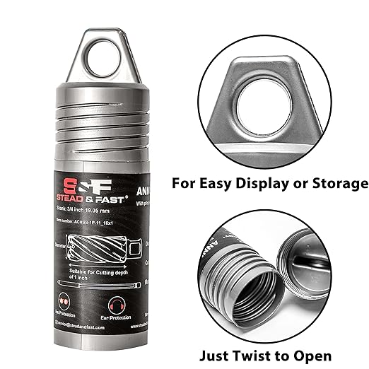 S&F STEAD & FAST Annular Cutter, 11/16" Cutting Diameter x 1" Depth of Cut for Magnetic Drill Press, Mag Drill Bit with Pilot Pin