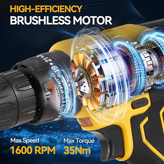 21V Power Drill Set with LED Digital Display, 118PCS Cordless Drill Kit with 2 x 2.0Ah Battery, Tool Set with Electric Drill, 0-1600RMP, Power Tool Kit for Men Women Office Repair Maintain