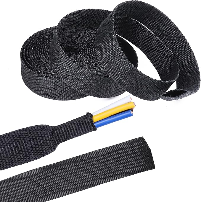 2 in 1 Heat Shrink Braided Sleeving Fabric Tubing-Perfectly fit Irregular Shape Hose/Cable/Wire (1/2"(12mm), 40FT)