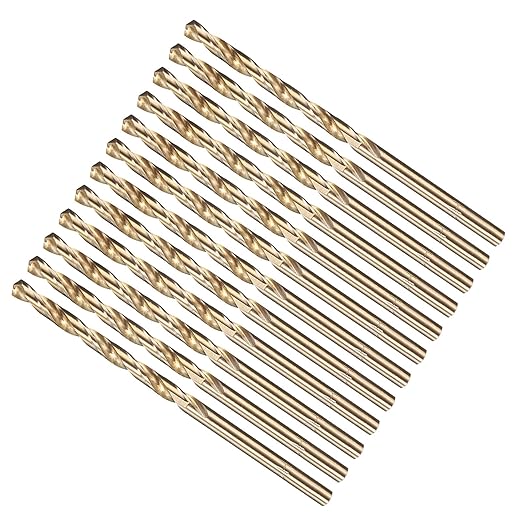METALLIXITY Drill Bit (#19) 12Pcs, M2 High-Speed Steel Micro Number Bits Spiral Flute 135°Point Tip Gold Finish for Stainless Steel Iron Copper Aluminum Hard Metal