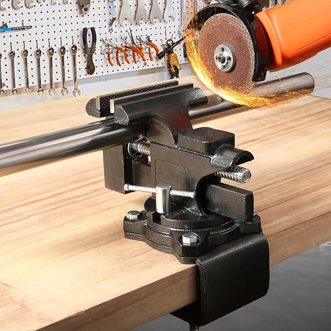 Bench Vise, 4-1/2" Table Vise For Workbench,2-in-1 Multi-Purpose Heavy Duty Bench Vice With Multifunctional Soft Jaws, 270° Swivel Base Home Vise for Woodworking,Home Workshop,Welding and DIY