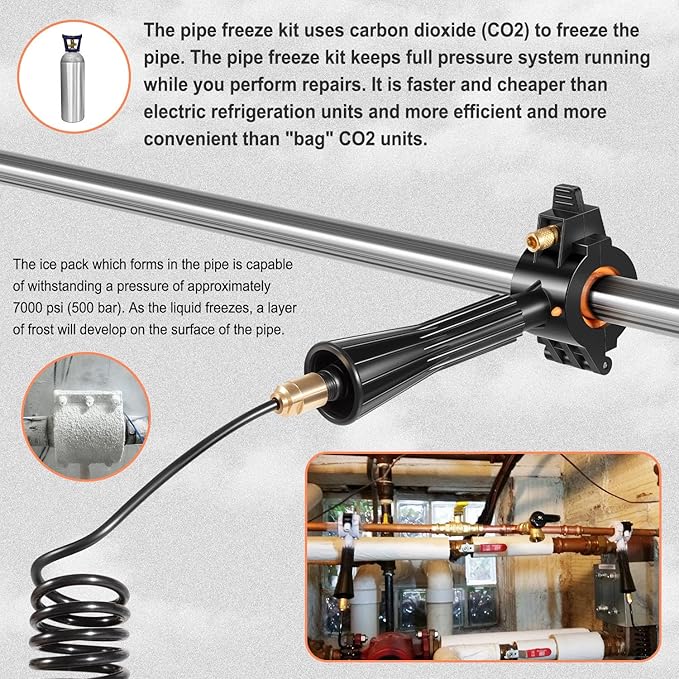 CST2 General Pipe Freeze Kit, Tube Wire Plumbing Freezing, Freezes Pipes From 1/8 Inch to 2 Inch, Water Line Repair Tool Kit, Replacement For Cold Shot Pipe Freeze Kit