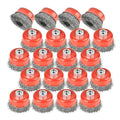 A A IN 20Pack Wire Wheel for Angle Grinder, 3 Inch Grinder Wire Wheel Brush with 5/8"-11 Threaded Arbor for Angle Grinder, 0.014'' Carbon Steel Crimped Wire Cup Brush for Rust,Corrosion,Paint Removal