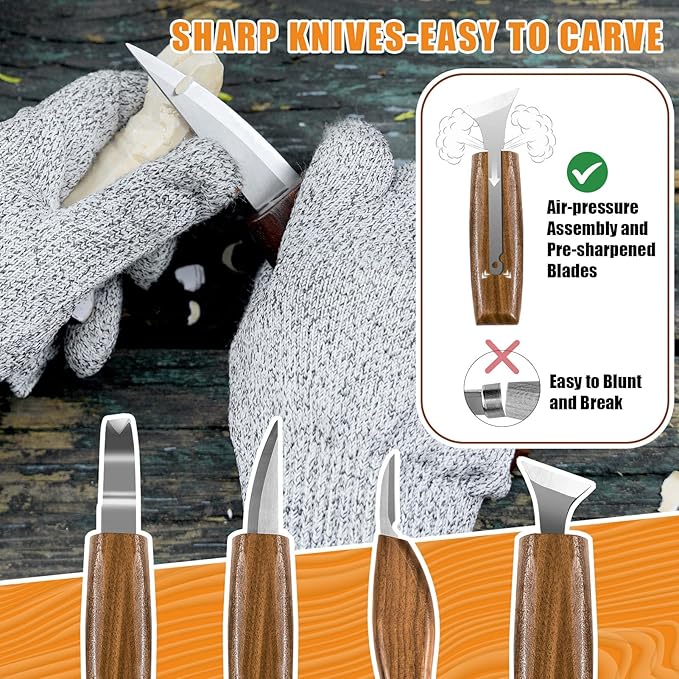 Wood Carving Kit, 36Pcs Wood Carving Tools with Paint and Beewax, Wood Whittling Kit with 4Pcs Whittling Knives & Storage Bag for Beginners and Enthusiasts