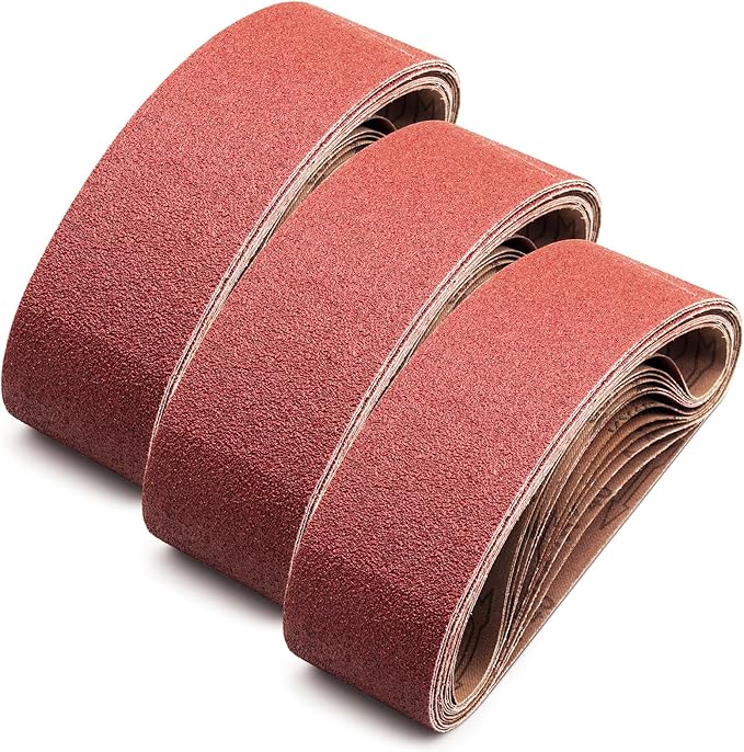 21 Pcs 3 x 21 Inch Sanding Belts,3 Each of 40 60 80 120 180 240 400 Grits 3 x 21 Belt Sander Sanding Belts,Aluminum Oxide Belt Sander Paper for Woodworking Metal Paint Polishing