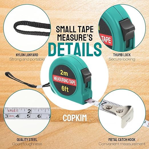 50 Pcs 6 FT Mini Tape Measure Retractable Bulk Small Measuring Tape Pocket Size Measurement Tool for Operation Christmas Items Party Favor Gifts Stuffers for Men(Water Green)