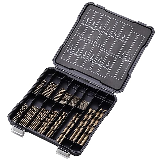 Cobalt Drill Bits Set for Hardened Metal and Stainless Steel, 101Pcs 1/16"-1/2" M35 HSS Twist Jobber Metal Drill Bits, with Index Storage Case
