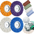 Amylove 8 Inch Airway Buffing Wheels Aluminum Wheel Polishing Kit in Diameter 5/8 Inch Arbor Hole, Polishing Compound and Metal Polish Kit for Angle Grinder(Bright Color,8 Pcs)