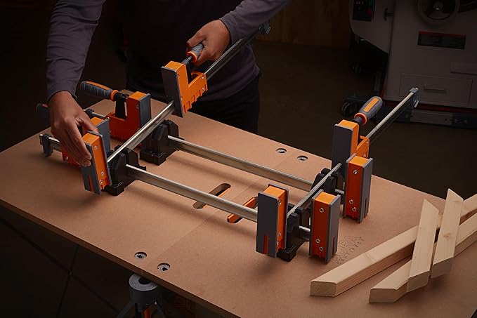 BORA 8pc Parallel Clamp Set, Includes 2 x 24" + 2 x 40" Woodworking Clamps with Rock-Solid, Even Pressure + 4 x Parallel Clamp Blocks, 571650