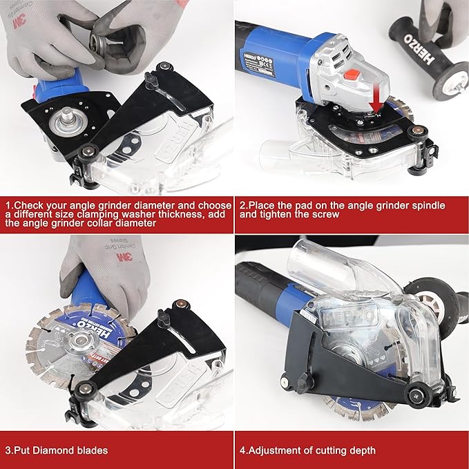 HERZO Dust Shroud Dust Extraction Cutting Guard for 5 inch and 4-1/2 inch Angle Grinder