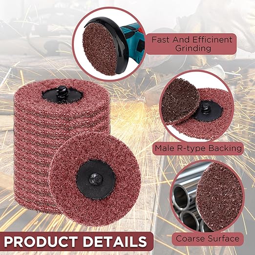 50 Pcs 3 Inch Sanding Discs Quick Change Sanding Discs Nylon Surface Conditioning Grinder Wheels for Angle Grinder, Stock and Rust Removal, Grinding, Deburring(Red)