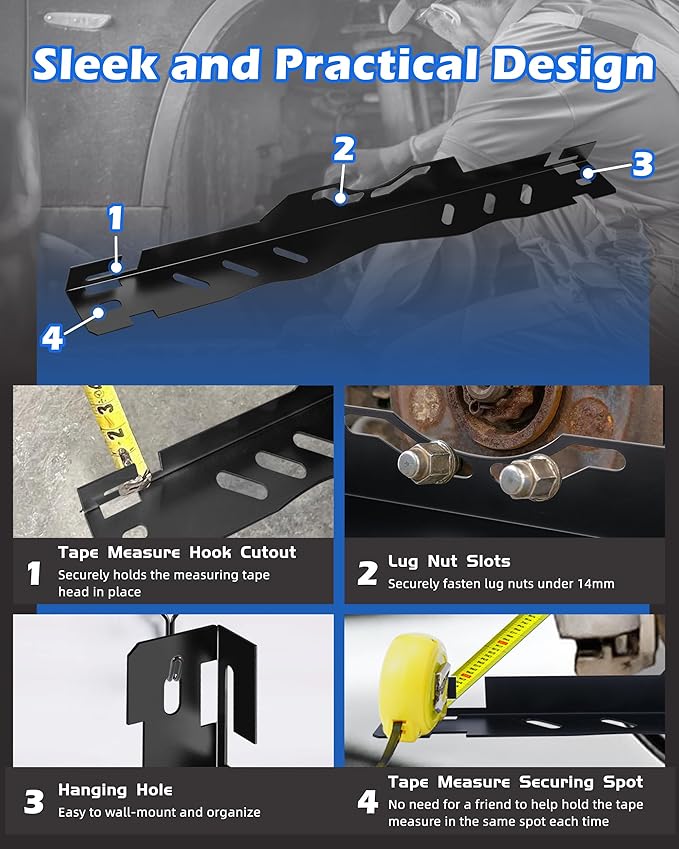 Wheel Alignment Tool Kit 2Pcs, Heavy Duty Toe Alignment Tool Plates with Tape Measures, Car Front End Alignment Tool Companion for Camber Alignment, Fast Accurate DIY Toe Alignment, No assembly, Black