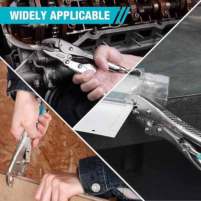 DURATECH 7-Inch Locking Pliers, Premium Cr-V Construction, Curved Jaw Locking Pliers with Wire Cutter, Fit for Clamping Twisting Welding