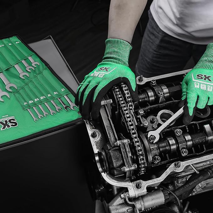 SK Combination Wrench Set, SAE 1/4" to 1-1/4", 18-Piece, SuperKrome Finish, Premium CR-V Construction, with Rolling Pouch