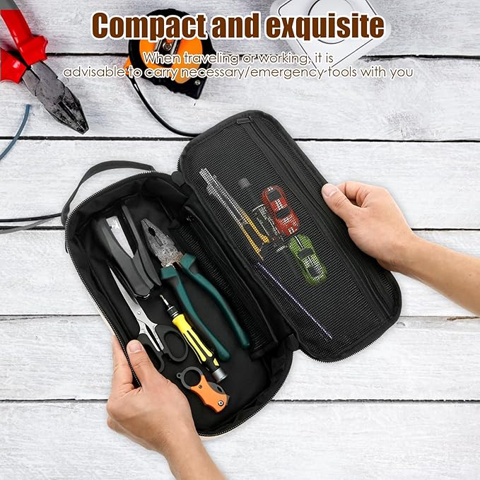 Small Tool Bag with Zipper Handle Heavy Duty Tool Pouch Portable Utility Organizer Case For Multiple Purpose-Tool Organizers and Storage, Small Metal Tools Bags