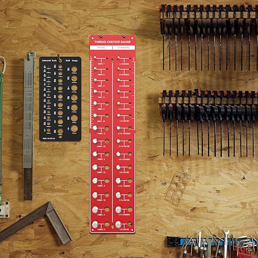Thread Checker 2 PCS, Nut and Bolt Thread Checker, Aluminum Bolt Size and Thread Gauge, Bolt Size Finder, Wall Mountable or Flat Bolt Thread Identifier with Inch and Centimeter Scale