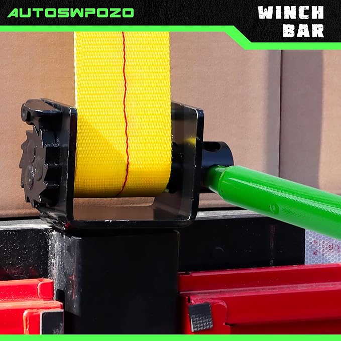 Winch Bar, Combination Winch Bars with Square Head for Flatbed Trailer Winches and Trucks, Painted Carbon-Steel Construction Winch Bar with No-Slip Handle, 1 Pack (Green)