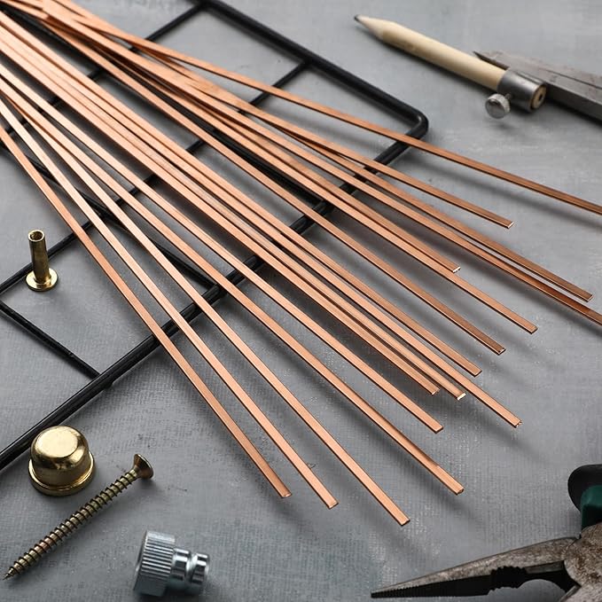 Tandefio 40 Sticks Brazing Rods AWS BCup-1 Phosphor Copper Solder Phos Copper Brazing Alloys Flat Welding Rods Industry 0.050"x1/8"x10" for Air Conditioning Refrigerator Cold Storage HVAC Units