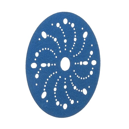 3M Hookit Blue Abrasive Discs 36172, Multi-Hole, 6 in, 80+ Grade, Pack of 50, Virtually Dust-Free, for Auto Sanding, Body Repair, Featheredging, Primer Sanding, Paint Preparation, E-Coat Sanding