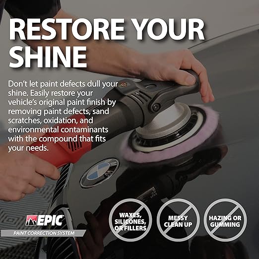 Malco Epic Paint Correction System Kit – Save Time with The Malco 2-in-1 Automotive Polish and Compound Kit/Works with All Dual Action and Orbital Polishers for a Professional Shine (800213)