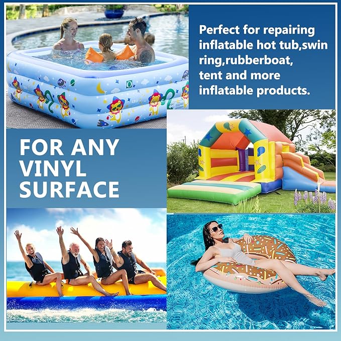 Air Mattress Patch Kit, Heavy Duty Inflatable Repair Kit for Air Mattress, Bounce House, Inflatable Toys, PVC Boat, Tent, Swimming Ring, UV- Resistant Waterproof TPU Pool Repair Glue, Heavy Duty