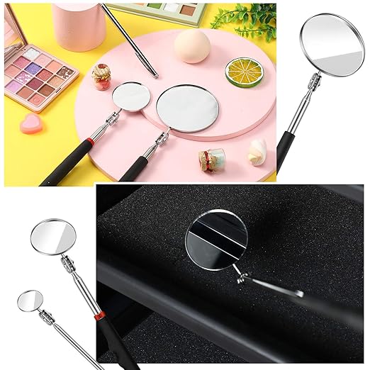 3 Pieces Telescoping Inspection Mirror Inspection Tool for Check the Condition of Vehicle, Observe the Eyelashes, Mouth and Other Small Parts(Round,3 Kinds of Size)