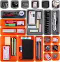 ValueMax 21 PCS Desk Drawer Organizer Set, PP Material Interlocking Drawer Organizer Bins for Office, Vanity, Garage and Bathroom, Non-Silp and Two-Tone Stackable Design, Orange & Gray