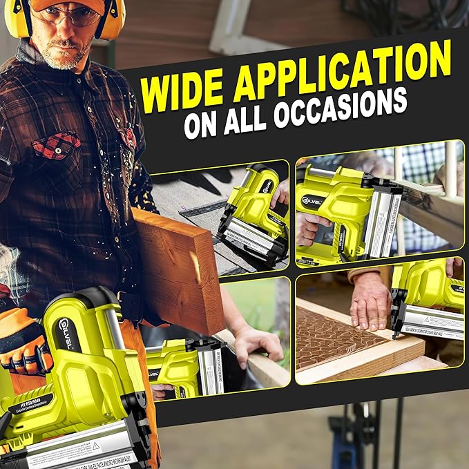 SILVEL 2" Cordless Brad Nailer, 2-in-1 21V Electric Brad Nailer Stapler with 2 * 4.0Ah Battery, 1000pcs Nails, 18GA Staples, Adjustable Depth for Woodworking, Home Improvement