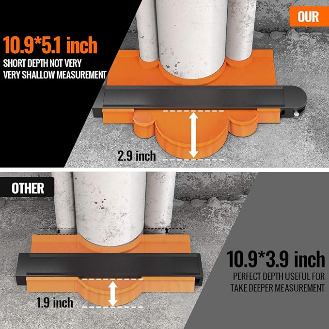 Contour Gauge Duplicator with Lock, 2 Pack Widen Shape Contour Duplication Gauge Profile Tool (5" & 10"), Precisely Copy Irregular Shape Instant Template for Corner, Pipe, Tile, Flooring, Molding