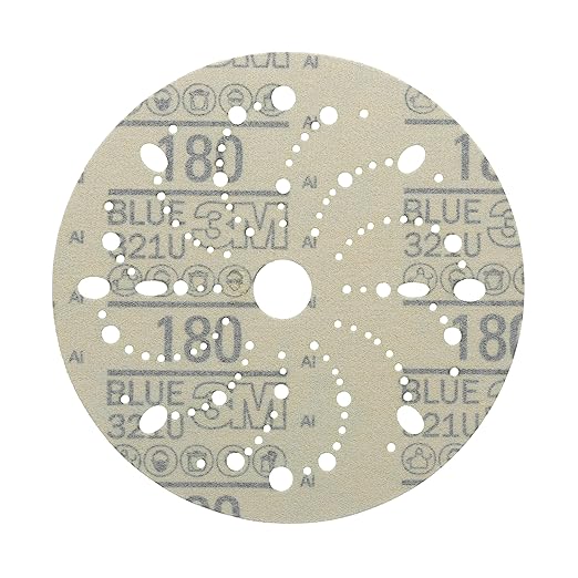 3M Hookit Blue Abrasive Disc 321U Multi-Hole, 36176, 6 in, 180, 50 Discs