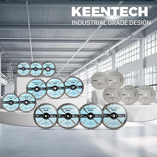 KEENTECH 12 Inch ATB Miter Saw Blade 32T and 80T Assortment for Wood Working, Compatible with 1 Inch Arbor Corded or Cordless Miter Saws (2-Pack)
