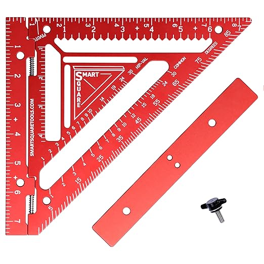 Commando 7.5" - Advanced Carpenter Square with Jig Block - Accurate Flatwork and Repetitive Markings (Fire)