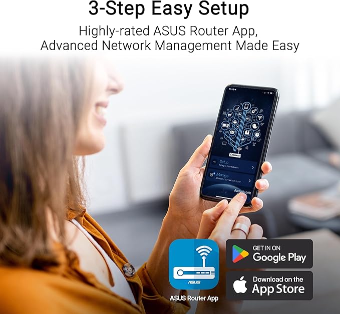 ASUS RT-BE82U Dual-Band WiFi 7 (802.11be) Smart AiMesh Extendable Router, 6500 Mbps, Five 2.5GbE Ports, 4096-QAM, Up to 3 SSIDs for IoT Devices, Parental Controls & VPNs, Advanced Network Security