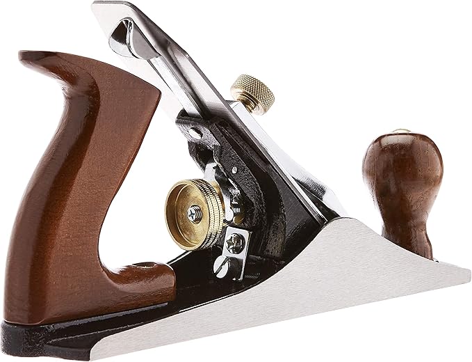Amazon Basics No.4 Adjustable Universal Precision Smoothing Bench Hand Plane with 2-Inch Blade and Wooden Handles, Brown