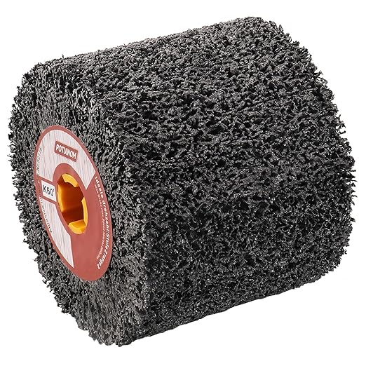 Abrasive Drawing Wheel Surface Conditioning Tool 60 Grit 120 x 100 x 19 mm Wire Drawing Burnishing Polishing Wheel for Wood Metal Surface Polishing 4.7"x 4"