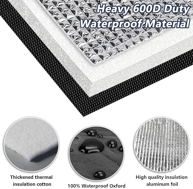 Outdoor 3-Layer HVAC Copper Pipe Insulation Cover,UV-Resistant 600D Oxford Cover for Outside AC Pipe Insulation,Weatherproof AC Line Sleeve Mini Split to Central Air,72" L×10.2" W,Black